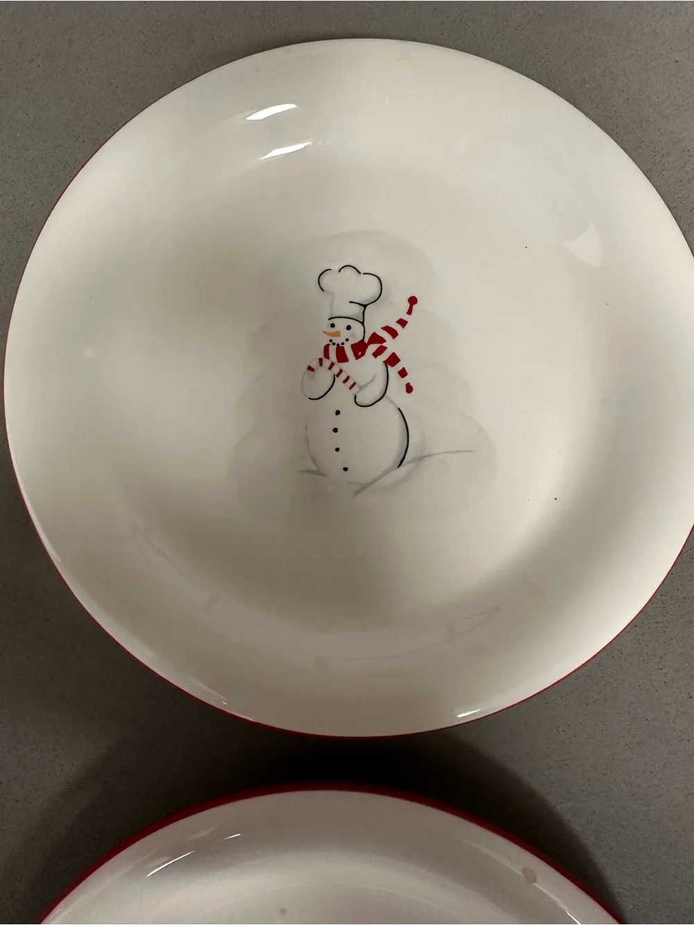 Williams Sonoma Snowman Chef dessert/snack plates set of 4